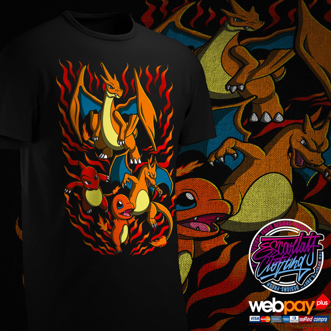 POLERA LINEA EVOLUTIVA CHARMANDER - POKEMON