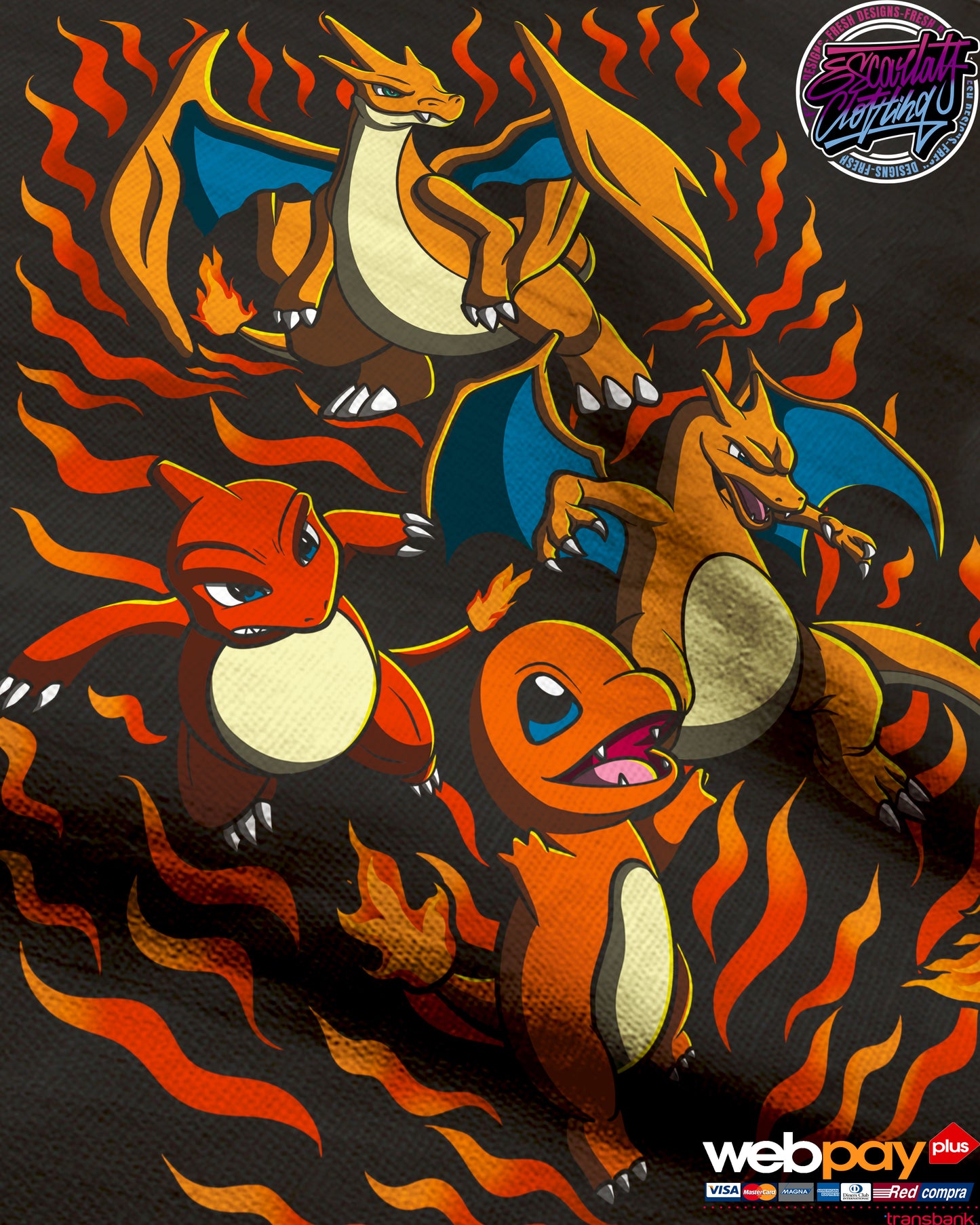 POLERA LINEA EVOLUTIVA CHARMANDER - POKEMON