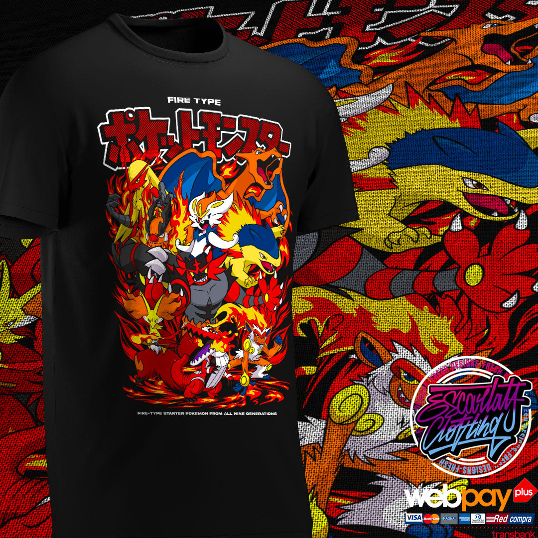 POLERA POKEMON TIPO FUEGO - COLECCION 2025