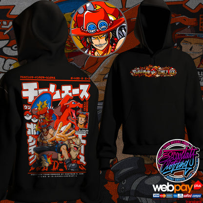 HOODIE ACE EQUIPO POKEMON DROP 2026 - POKEMON X ONE PIECE