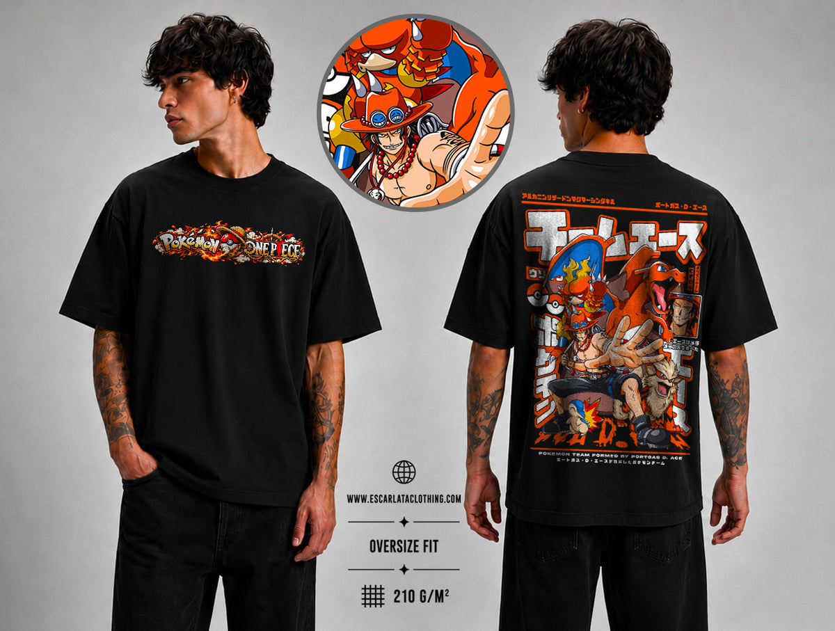 OVERSIZE POLERA -ACE EQUIPO POKEMON DROP 2026 - POKEMON X ONE PIECE