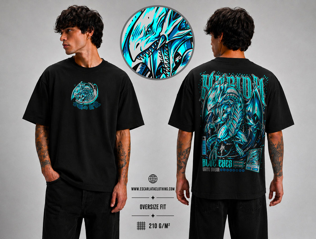 OVERSIZE POLERA - DRAGON BLANCO OJOS AZULES - YUGIOH