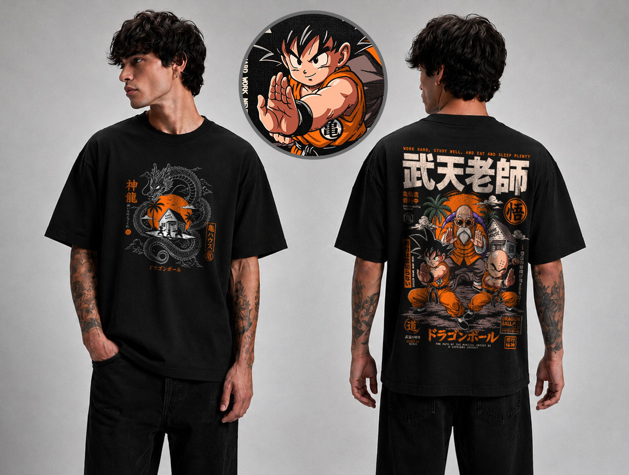 OVERSIZE POLERA - GOKU & KRILLIN ENTRENAMIENTO ROSHI - DRAGONBALL