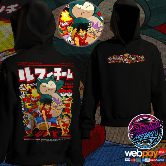 HOODIE LUFFY EQUIPO POKEMON DROP 2026 - POKEMON X ONE PIECE