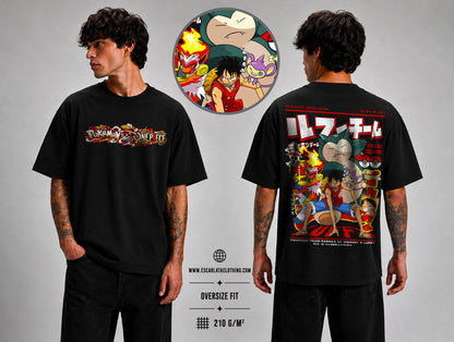 OVERSIZE POLERA -LUFFY EQUIPO POKEMON DROP 2026 - POKEMON X ONE PIECE