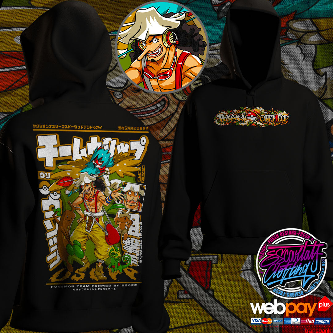 HOODIE USOPP EQUIPO POKEMON DROP 2026 - POKEMON X ONE PIECE