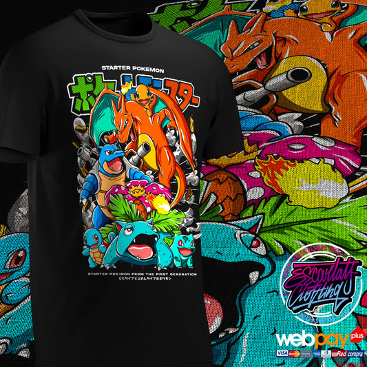 POLERA INICIALES PRIMERA GENERACION COLECCION 2025 - POKEMON