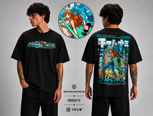 OVERSIZE POLERA -NAMI EQUIPO POKEMON DROP 2026 - POKEMON X ONE PIECE