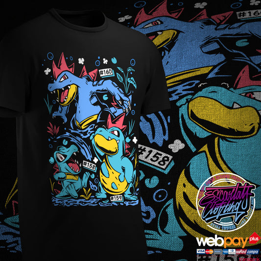 POLERA LINEA EVOLUTIVA TOTODILE - POKEMON