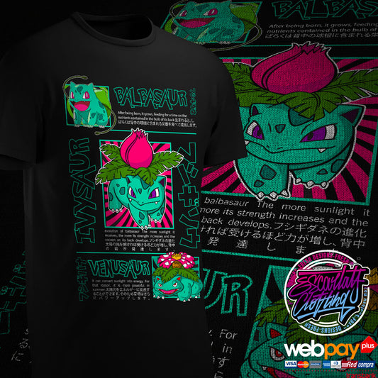 POLERA BULBASAUR LINEA EVOLUTIVA - POKEMON