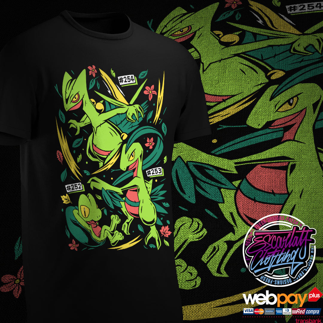 POLERA LINEA EVOLUTIVA TREECKO - POKEMON – ESCARLATA CLOTHING