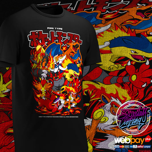 POLERA POKEMON TIPO FUEGO - COLECCION 2025